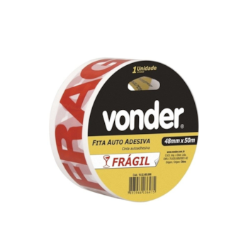 FITA AUTO ADESIVA "FRAGIL" (CREPE) 48MM X 50M - 1052485000 VONDER FITA AUTO ADESIVA "FRAGIL" (CREPE) 48MM X 50M - 1052485000 VONDER