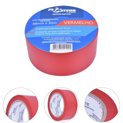 FITA DE DEMARCAÇÃO VERMELHO 48MM X 30MTS - 700.01513 PLASTCOR FITA DE DEMARCAÇÃO VERMELHO 48MM X 30MTS - 700.01513 PLASTCOR