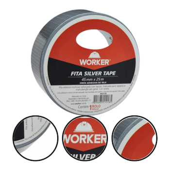 FITA SILVER TAPE MULTIUSO 45MM X 25M - 843733 WORKER FITA SILVER TAPE MULTIUSO 45MM X 25M - 843733 WORKER