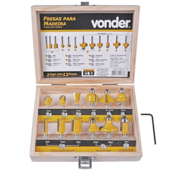 FRESA P/MADEIRA JOGO COM 12 PEÇAS - 5314120120 VONDER FRESA P/MADEIRA JOGO COM 12 PEÇAS - 5314120120 VONDER