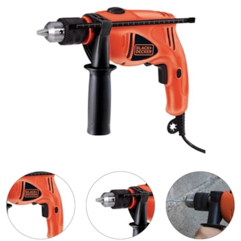 FURADEIRA 1/2" COM IMPACTOR VVR 127V550W - HD500-BR BLACK + DECKER FURADEIRA 1/2" COM IMPACTOR VVR 127V550W - HD500-BR BLACK + DECKER