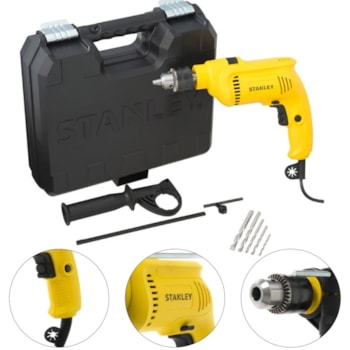 FURADEIRA DE IMPACTO 1/2" 600W COM 5 BROCAS - SDH600KA STANLEY FURADEIRA DE IMPACTO 1/2" 600W COM 5 BROCAS - SDH600KA STANLEY