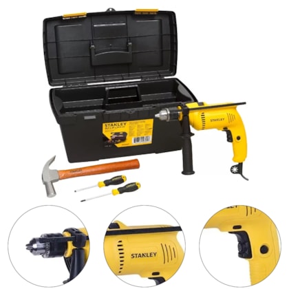 FURADEIRA DE IMPACTO 1/2" 600W COM ACESSORIOS - SDH600K1 STANLEY FURADEIRA DE IMPACTO 1/2" 600W COM ACESSORIOS - SDH600K1 STANLEY