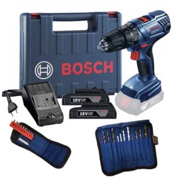 FURADEIRA PARAFUSADEIRA DE IMPACTO 18V + KIT 23 PEÇAS - GSB 180 BOSCH FURADEIRA PARAFUSADEIRA DE IMPACTO 18V + KIT 23 PEÇAS - GSB 180 BOSCH