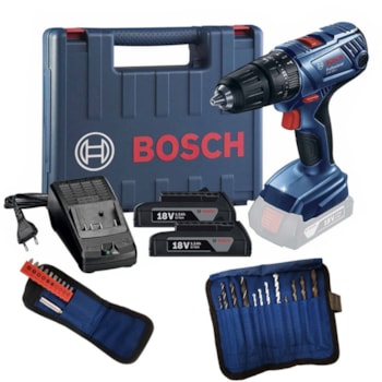 FURADEIRA PARAFUSADEIRA DE IMPACTO 18V + KIT 23 PEÇAS - GSB 180 BOSCH