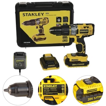 FURADEIRA PARAFUSADEIRA DE IMPACTO BATERIA 20V STDC18LHBK STANLEY