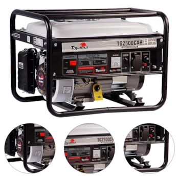 GERADOR A GASOLINA MONOFÁSICO 4 TEMPOS 2200W - TG2500CXH TOYAMA GERADOR A GASOLINA MONOFÁSICO 4 TEMPOS 2200W - TG2500CXH TOYAMA