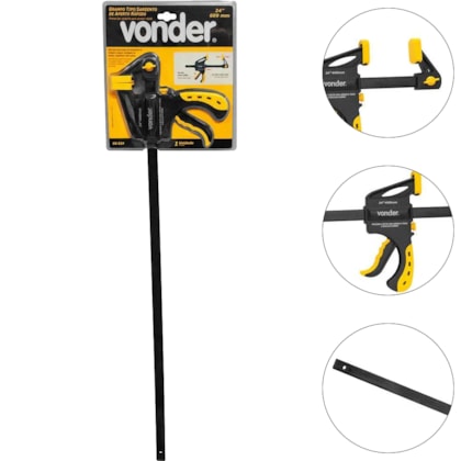 GRAMPO TIPO SARGENTO 24" (609MM) APERTO RÁPIDO GA 624 - 3580619024 VONDER GRAMPO TIPO SARGENTO 24" (609MM) APERTO RÁPIDO GA 624 - 3580619024 VONDER