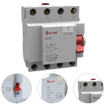 INTERRUPTOR DIFERENCIAL RESIDUAL (DR) TRIFASICO 4 POLOS 80A 30MA EIDR4P8030 - 1079 ELITEK INTERRUPTOR DIFERENCIAL RESIDUAL (DR) TRIFASICO 4 POLOS 80A 30MA EIDR4P8030 - 1079 ELITEK