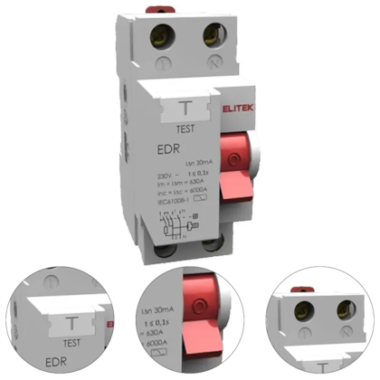 INTERRUPTOR DIFERENCIAL RESIDUAL MONOFÁSICO 2 PÓLOS 80A 30MA EIDR2P8030 - 1087 ELITEK