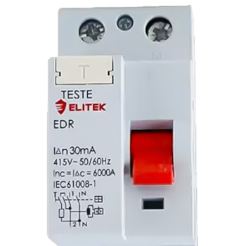 INTERRUPTOR DIFERENCIAL RESIDUAL MONOFÁSICO 2 PÓLOS 80A 30MA EIDR2P8030 - 1087 ELITEK