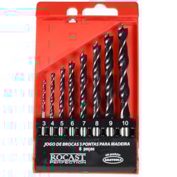 JOGO BROCAS P/ MADEIRA 3 PONTAS 8 PEÇAS - 53,0049 ROCAST JOGO BROCAS P/ MADEIRA 3 PONTAS 8 PEÇAS - 53,0049 ROCAST