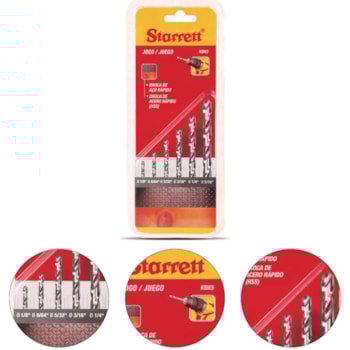 JOGO BROCAS POLEGADAS COM 6 PEÇAS AÇO RÁPIDO - KBK5 STARRETT JOGO BROCAS POLEGADAS COM 6 PEÇAS AÇO RÁPIDO - KBK5 STARRETT