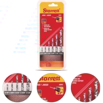 JOGO BROCAS POLEGADAS COM 6 PEÇAS AÇO RÁPIDO - KBK5 STARRETT JOGO BROCAS POLEGADAS COM 6 PEÇAS AÇO RÁPIDO - KBK5 STARRETT