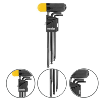 JOGO CHAVE ALLEN LONGA ABAULADA 1,5 A 10MM 10PC - 3573100150 VONDER JOGO CHAVE ALLEN LONGA ABAULADA 1,5 A 10MM 10PC - 3573100150 VONDER