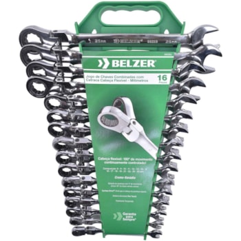 JOGO CHAVE COMBINADA CATRACA REVERSÍVEL ARTICULADA FLEX 8-25MM 16 PÇS - 9902BJ BELZER JOGO CHAVE COMBINADA CATRACA REVERSÍVEL ARTICULADA FLEX 8-25MM 16 PÇS - 9902BJ BELZER