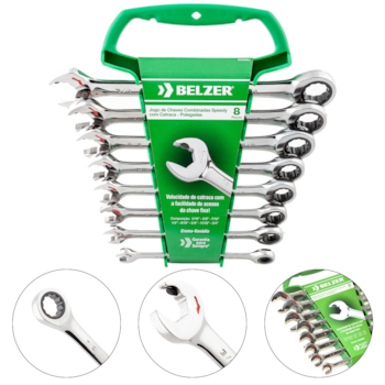 JOGO CHAVE COMBINADA COM CATRACA SPEEDY 5/16" A 3/4" 8 PÇS - 85599BJ BELZER JOGO CHAVE COMBINADA COM CATRACA SPEEDY 5/16" A 3/4" 8 PÇS - 85599BJ BELZER