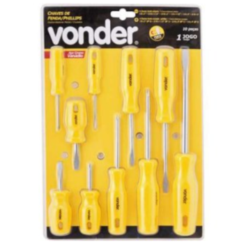 JOGO CHAVE FENDA/PHILLIPS 10 PC - VONDER