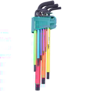 JOGO CHAVE HEXAGONAIS LONGA COLOR 9 PEÇAS - ST09107CHBSJ SATA JOGO CHAVE HEXAGONAIS LONGA COLOR 9 PEÇAS - ST09107CHBSJ SATA