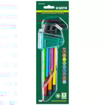 JOGO CHAVE HEXAGONAIS LONGA COLOR 9 PEÇAS - ST09107CHBSJ SATA JOGO CHAVE HEXAGONAIS LONGA COLOR 9 PEÇAS - ST09107CHBSJ SATA