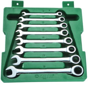 JOGO CHAVES COMBINADAS C/ CATRACA 8 PC MM - ST08008SJ SATA JOGO CHAVES COMBINADAS C/ CATRACA 8 PC MM - ST08008SJ SATA