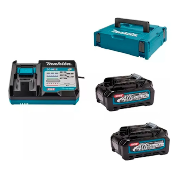 JOGO COM 2 BATERIA 40V 2AH BL4020 + CARREGADOR 40V DC40RC + MALETA MAKPAC - MAKITA