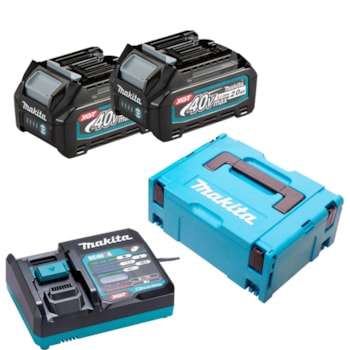 JOGO COM 2 BATERIA 40V 2AH BL4020 + CARREGADOR 40V DC40RC + MALETA MAKPAC - MAKITA