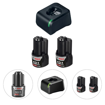 JOGO COM 2 BATERIAS 12V 2AH (GBA 12V) + CARREGADOR BIVOLT (GAL12V-20) - BOSCH