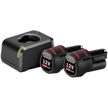 JOGO COM 2 BATERIAS 12V 2AH (GBA 12V) + CARREGADOR BIVOLT (GAL12V-20) - BOSCH