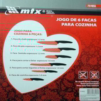 Jogo de 6 Facas Para Cozinha - MTX - 7914855 Jogo de 6 Facas Para Cozinha - MTX - 7914855