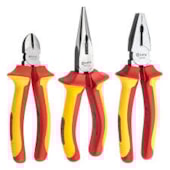 JOGO DE ALICATES VDE 1000V COM 3 PECAS (CORTE, UNIVERSAL E BICO) - SATA