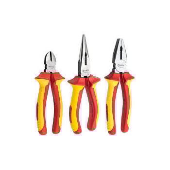 JOGO DE ALICATES VDE 1000V COM 3 PECAS (CORTE, UNIVERSAL E BICO) - SATA