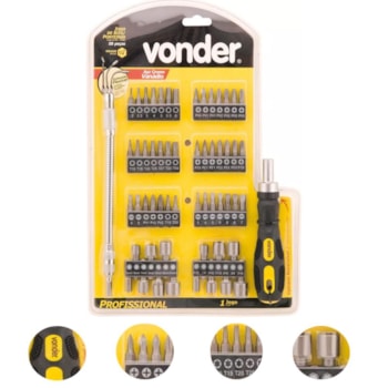 JOGO DE BITS ENCAIXE SEXTAVADO 1/4 58 PEÇAS - 3538580000 VONDER JOGO DE BITS ENCAIXE SEXTAVADO 1/4 58 PEÇAS - 3538580000 VONDER