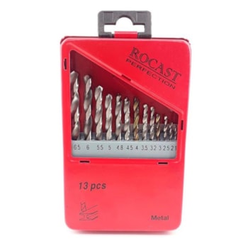 JOGO DE BROCAS AÇO RÁPIDO 1,5 A 6,5 MM 13 PEÇAS - 5,0159 ROCAST JOGO DE BROCAS AÇO RÁPIDO 1,5 A 6,5 MM 13 PEÇAS - 5,0159 ROCAST