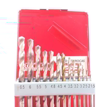 JOGO DE BROCAS AÇO RÁPIDO 1,5 A 6,5 MM 13 PEÇAS - 5,0159 ROCAST JOGO DE BROCAS AÇO RÁPIDO 1,5 A 6,5 MM 13 PEÇAS - 5,0159 ROCAST