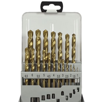 JOGO DE BROCAS COM TITÂNIO 1,0 A 10 MM COM 19 PEÇAS - 137,0058 ROCAST JOGO DE BROCAS COM TITÂNIO 1,0 A 10 MM COM 19 PEÇAS - 137,0058 ROCAST