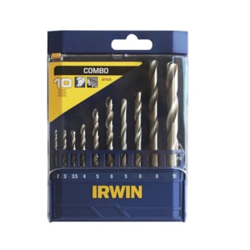 JOGO DE BROCAS COMBINADO P/ METAL E CONCRETO 2 a 10MM 10 PEÇAS - IRWIN 891528 JOGO DE BROCAS COMBINADO P/ METAL E CONCRETO 2 a 10MM 10 PEÇAS - IRWIN 891528