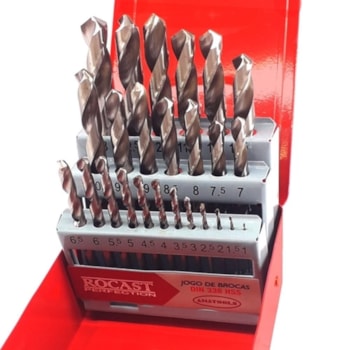 JOGO DE BROCAS DE AÇO RÁPIDO DE 1,0 A 13 MM COM 25 PEÇAS - 05,0161 ROCAST JOGO DE BROCAS DE AÇO RÁPIDO DE 1,0 A 13 MM COM 25 PEÇAS - 05,0161 ROCAST