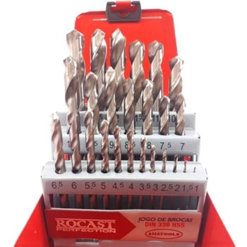 JOGO DE BROCAS DE AÇO RÁPIDO DE 1,0 A 13 MM COM 25 PEÇAS - 05,0161 ROCAST JOGO DE BROCAS DE AÇO RÁPIDO DE 1,0 A 13 MM COM 25 PEÇAS - 05,0161 ROCAST