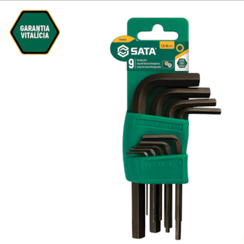 JOGO DE CHAVE HEXAGONAL ALLEN CURTA 1,5MM A 10MM COM 9 PECAS - SATA JOGO DE CHAVE HEXAGONAL ALLEN CURTA 1,5MM A 10MM COM 9 PECAS - SATA