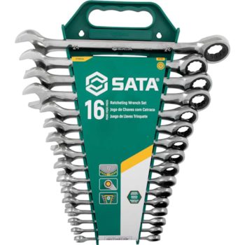 JOGO DE CHAVES COMBINADAS COM CATRACA 8MM A 24MM 16PÇS - ST08034L SATA JOGO DE CHAVES COMBINADAS COM CATRACA 8MM A 24MM 16PÇS - ST08034L SATA