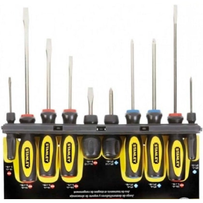 Jogo De Chaves De Fenda 10 Peças - Stanley - 60-100u Jogo De Chaves De Fenda 10 Peças - Stanley - 60-100u