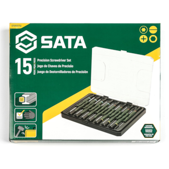 JOGO DE CHAVES DE PRECISAO FENDA, PHILIPS, TORX E HEXAGONAL ALLEN COM 15 PECAS - SATA