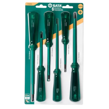 JOGO DE CHAVES FENDA E PHILIPS ISOLADA 1000V COM 6 PECAS - SATA JOGO DE CHAVES FENDA E PHILIPS ISOLADA 1000V COM 6 PECAS - SATA