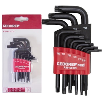 JOGO DE CHAVES L TORX HEXALOBULAR 9 PEÇAS - 3369856 GEDORE RED JOGO DE CHAVES L TORX HEXALOBULAR 9 PEÇAS - 3369856 GEDORE RED