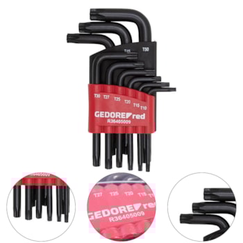 JOGO DE CHAVES L TORX HEXALOBULAR 9 PEÇAS - 3369856 GEDORE RED JOGO DE CHAVES L TORX HEXALOBULAR 9 PEÇAS - 3369856 GEDORE RED
