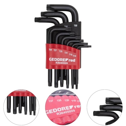 JOGO DE CHAVES L TORX HEXALOBULAR 9 PEÇAS - 3369856 GEDORE RED JOGO DE CHAVES L TORX HEXALOBULAR 9 PEÇAS - 3369856 GEDORE RED
