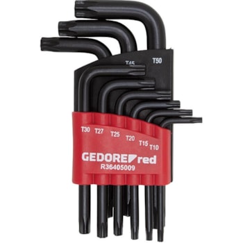 JOGO DE CHAVES L TORX HEXALOBULAR 9 PEÇAS - 3369856 GEDORE RED JOGO DE CHAVES L TORX HEXALOBULAR 9 PEÇAS - 3369856 GEDORE RED