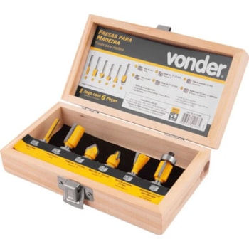 JOGO DE FRESAS PARA MADEIRA COM 6 PEÇAS DE 6MM - 5314060060 VONDER JOGO DE FRESAS PARA MADEIRA COM 6 PEÇAS DE 6MM - 5314060060 VONDER