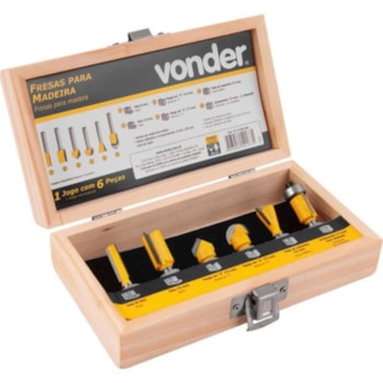 JOGO DE FRESAS PARA MADEIRA COM 6 PEÇAS DE 6MM - 5314060060 VONDER JOGO DE FRESAS PARA MADEIRA COM 6 PEÇAS DE 6MM - 5314060060 VONDER